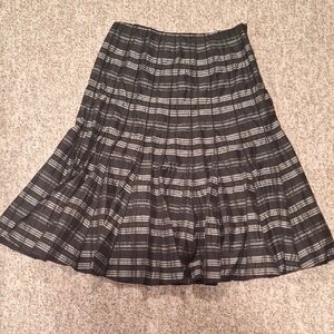 Carlisle Black and Silver Striped Long Pleated Skirt